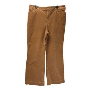 Talbots Womens 16 Tan Brown Corduroy Pants Wide Leg Bootcut Fall Pockets